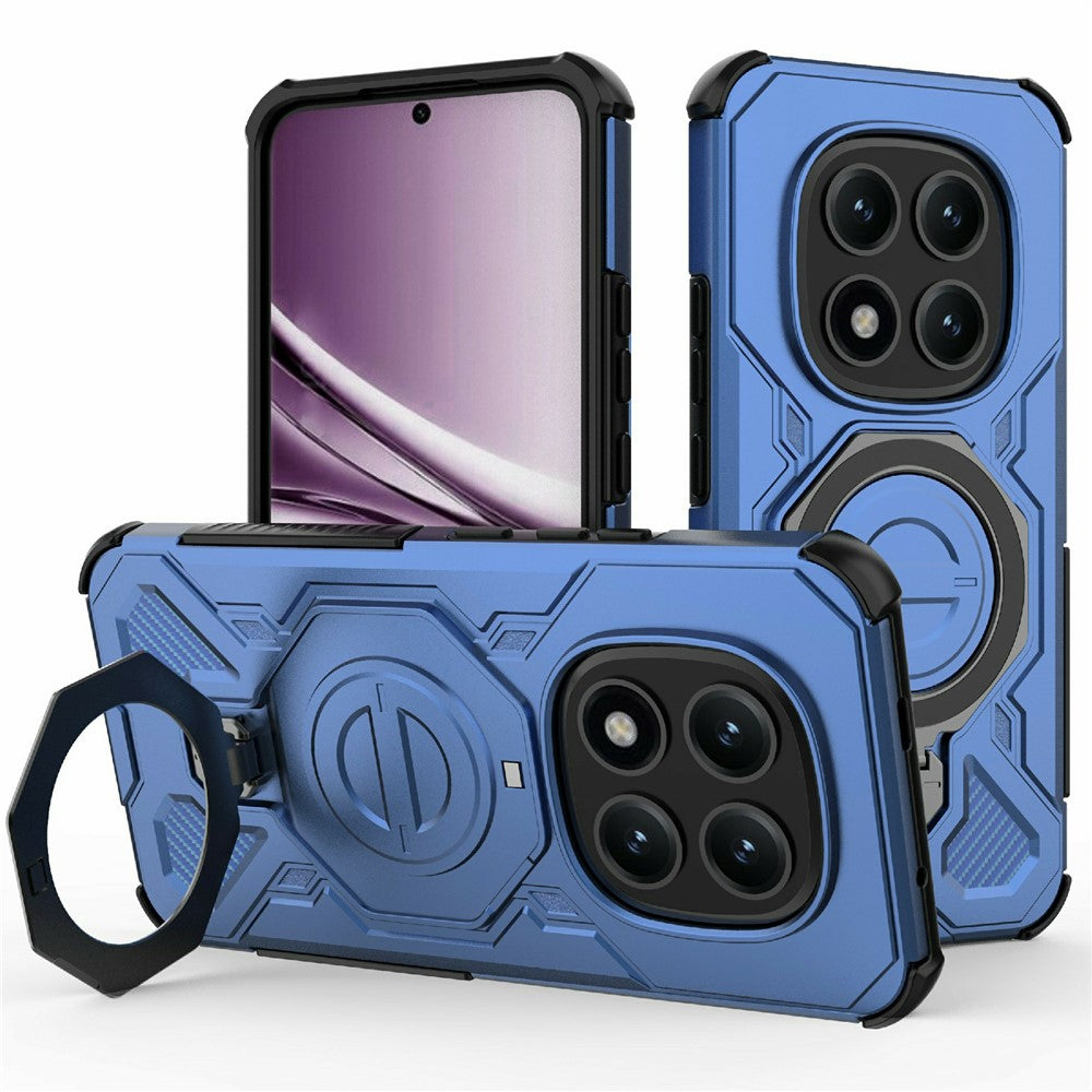 For Xiaomi Poco M8 Pro 5G / Redmi Note 15 Pro+ 5G (Global) Magnetic Case Rotating Metal Kickstand Shockproof PC + TPU Phone Back Cover - Dark Blue