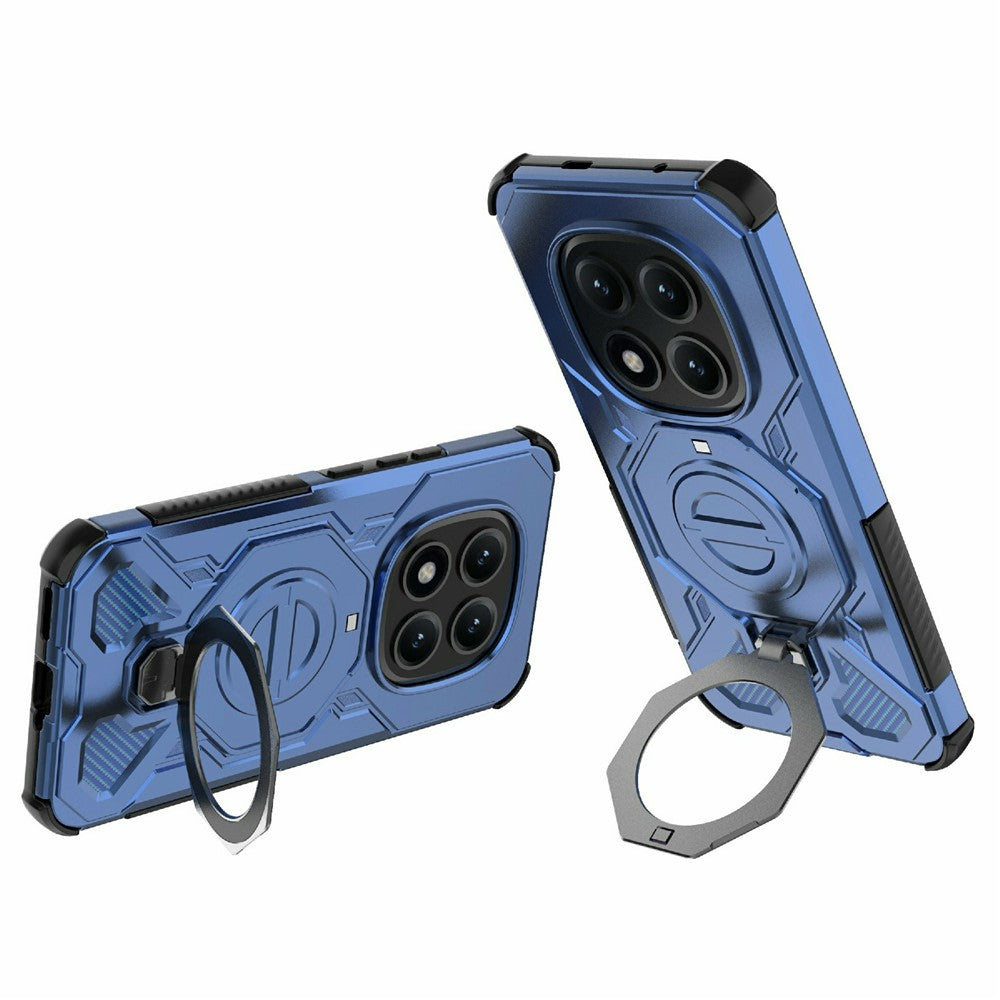 For Xiaomi Poco M8 Pro 5G / Redmi Note 15 Pro+ 5G (Global) Magnetic Case Rotating Metal Kickstand Shockproof PC + TPU Phone Back Cover - Dark Blue