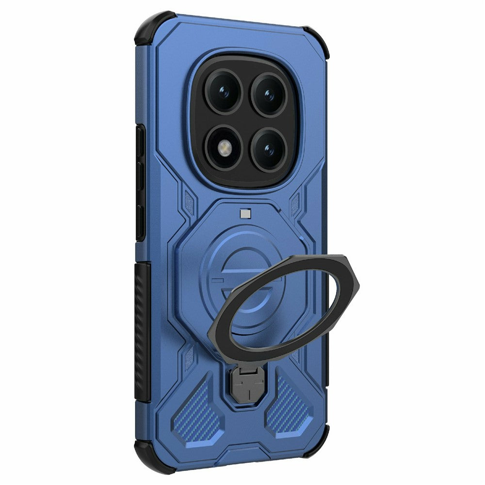 For Xiaomi Poco M8 Pro 5G / Redmi Note 15 Pro+ 5G (Global) Magnetic Case Rotating Metal Kickstand Shockproof PC + TPU Phone Back Cover - Dark Blue