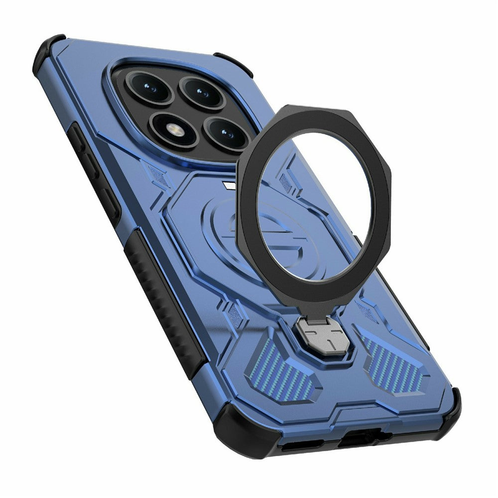 For Xiaomi Poco M8 Pro 5G / Redmi Note 15 Pro+ 5G (Global) Magnetic Case Rotating Metal Kickstand Shockproof PC + TPU Phone Back Cover - Dark Blue