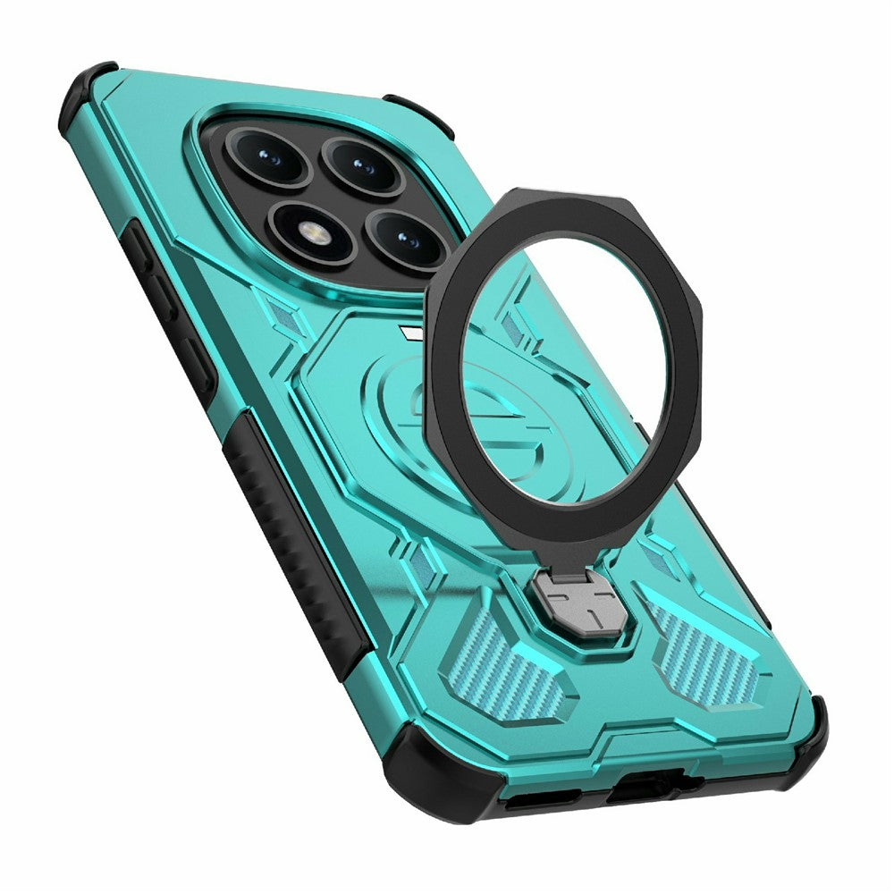 For Xiaomi Poco M8 Pro 5G / Redmi Note 15 Pro+ 5G (Global) Magnetic Case Rotating Metal Kickstand Shockproof PC + TPU Phone Back Cover - Baby Blue