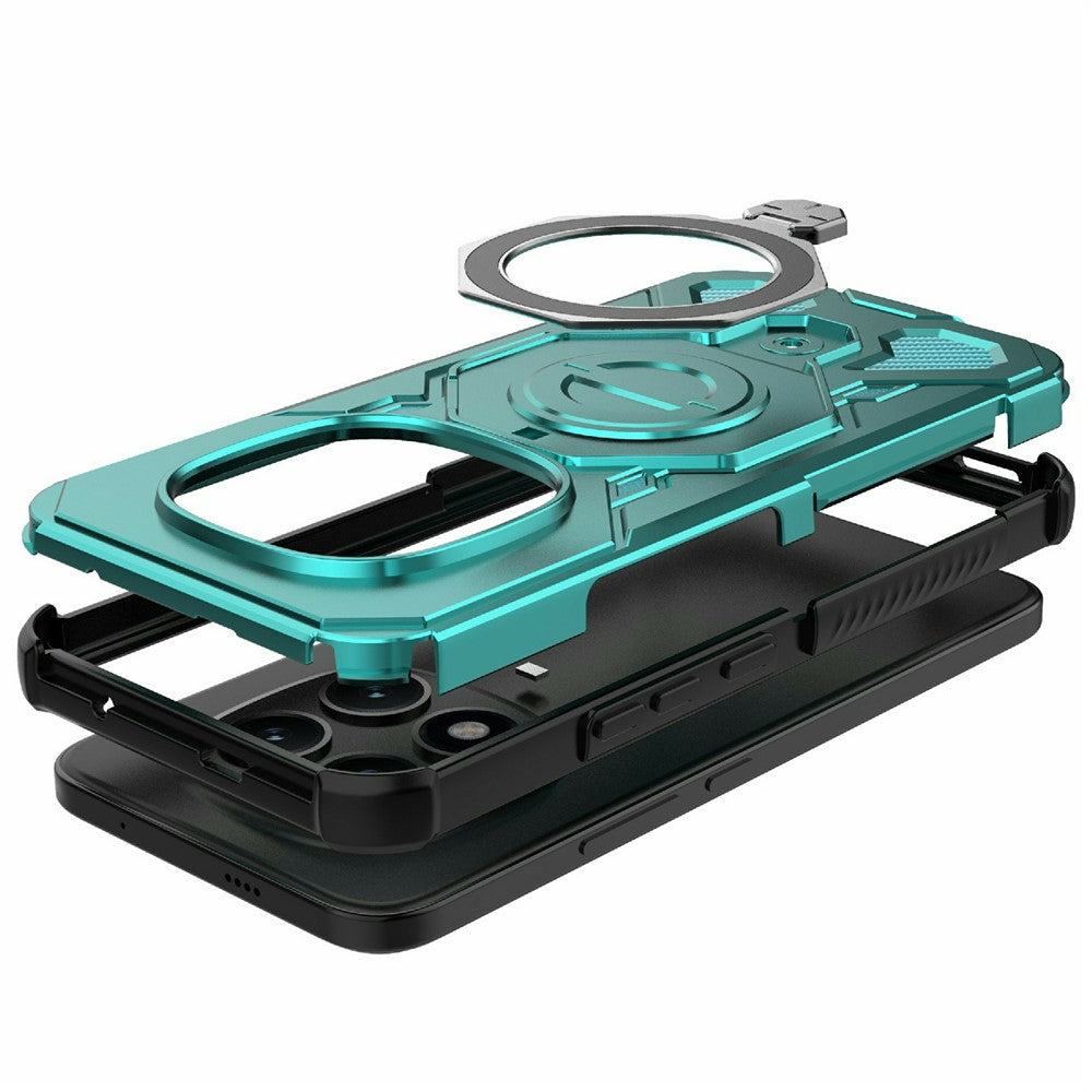 For Xiaomi Poco M8 Pro 5G / Redmi Note 15 Pro+ 5G (Global) Magnetic Case Rotating Metal Kickstand Shockproof PC + TPU Phone Back Cover - Baby Blue