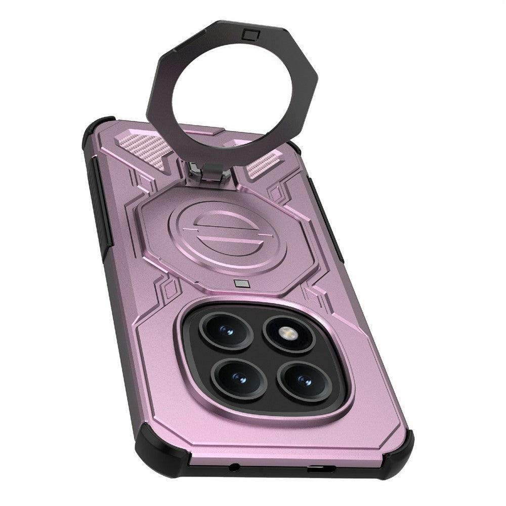For Xiaomi Poco M8 Pro 5G / Redmi Note 15 Pro+ 5G (Global) Magnetic Case Rotating Metal Kickstand Shockproof PC + TPU Phone Back Cover - Pink