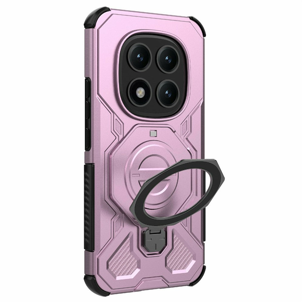 For Xiaomi Poco M8 Pro 5G / Redmi Note 15 Pro+ 5G (Global) Magnetic Case Rotating Metal Kickstand Shockproof PC + TPU Phone Back Cover - Pink