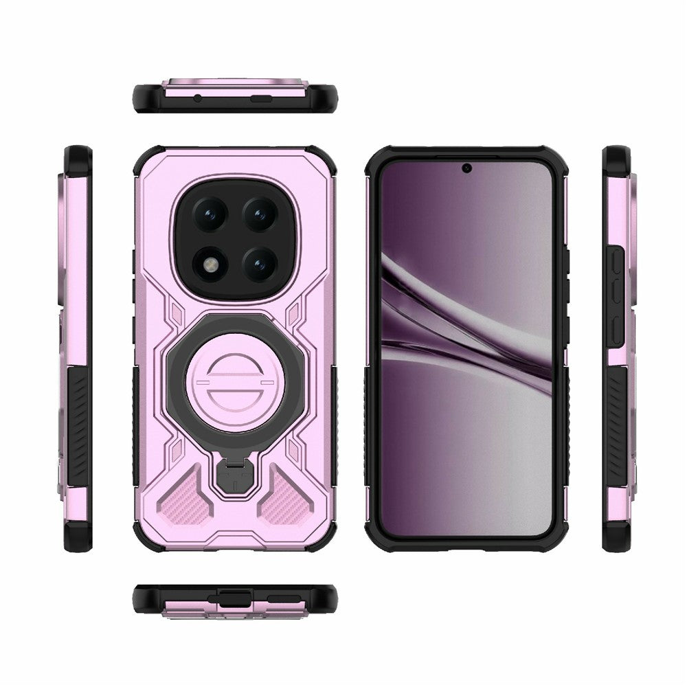 For Xiaomi Poco M8 Pro 5G / Redmi Note 15 Pro+ 5G (Global) Magnetic Case Rotating Metal Kickstand Shockproof PC + TPU Phone Back Cover - Pink