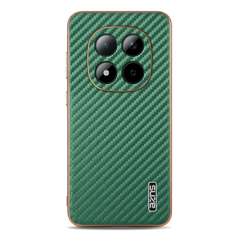 AZNS For Xiaomi Redmi Note 15 Pro 5G (Global) Case Electroplating Carbon Fiber Texture PU + TPU Phone Cover - Green