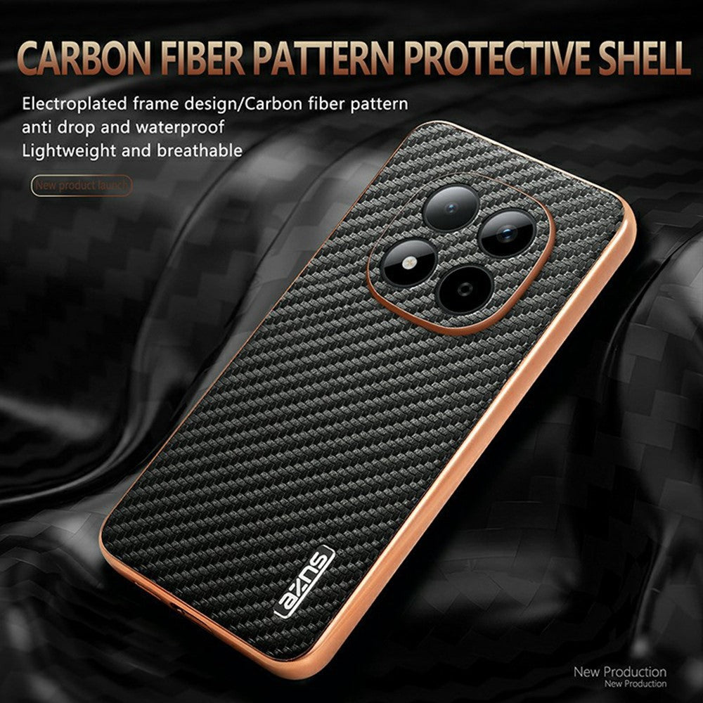 AZNS For Xiaomi Redmi Note 15 Pro 5G (Global) Case Electroplating Carbon Fiber Texture PU + TPU Phone Cover - Green