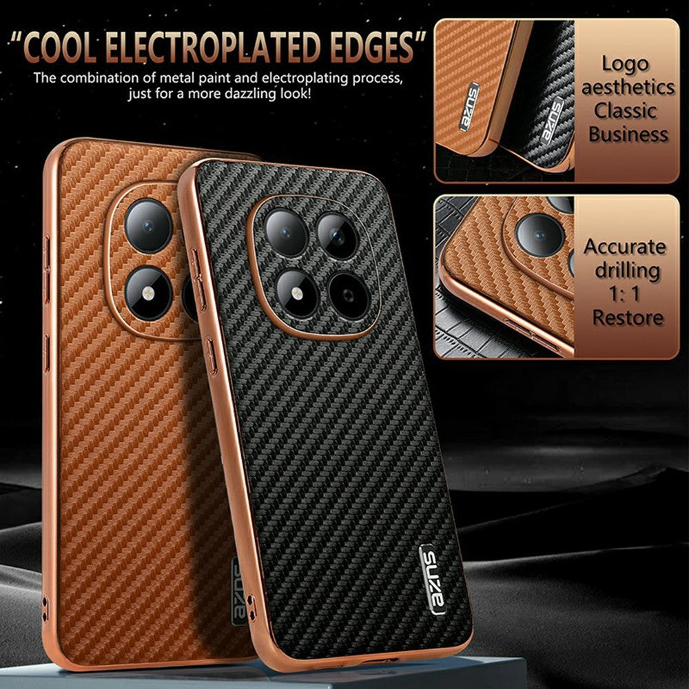 AZNS For Xiaomi Redmi Note 15 Pro 5G (Global) Case Electroplating Carbon Fiber Texture PU + TPU Phone Cover - Green