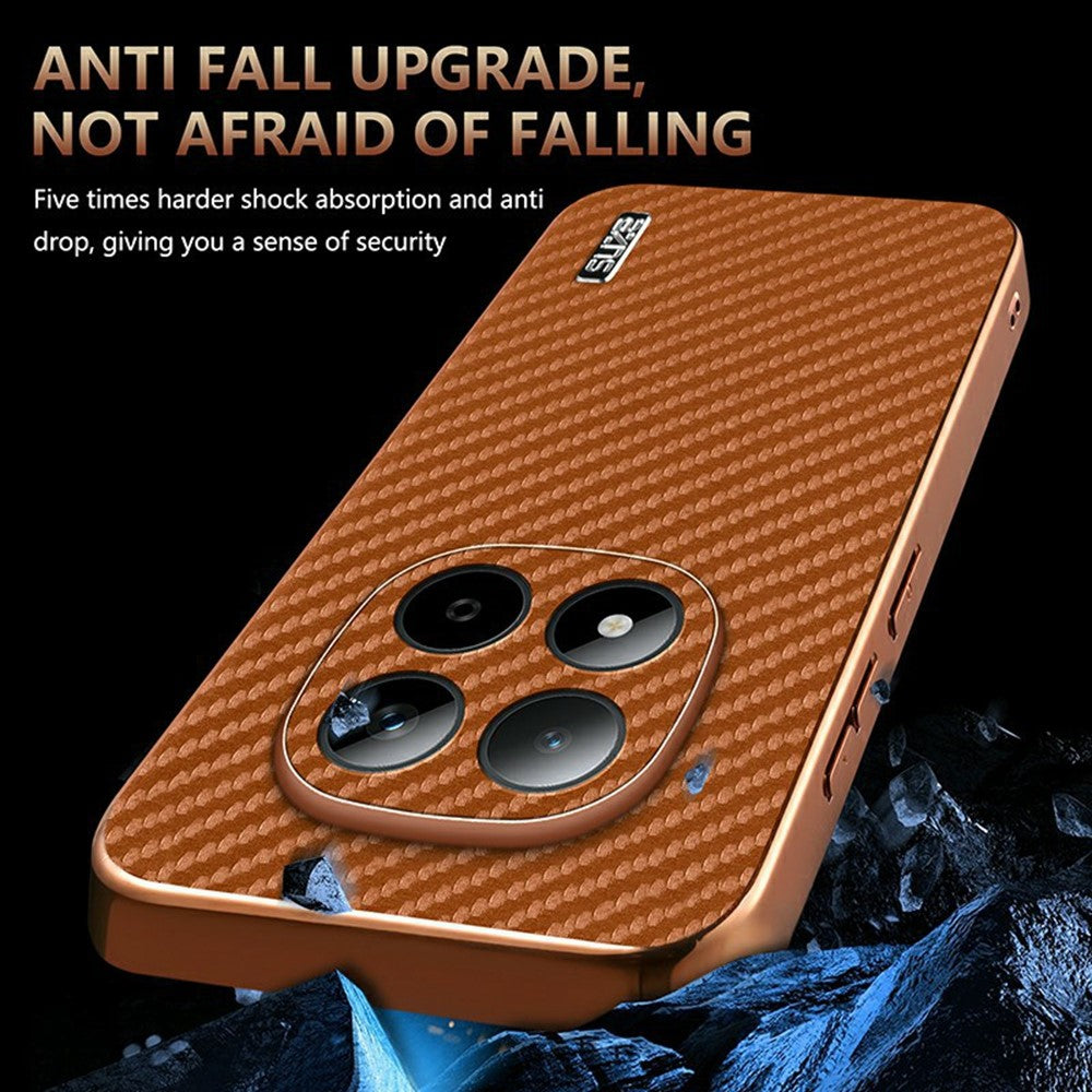 AZNS For Xiaomi Redmi Note 15 Pro 5G (Global) Case Electroplating Carbon Fiber Texture PU + TPU Phone Cover - Green