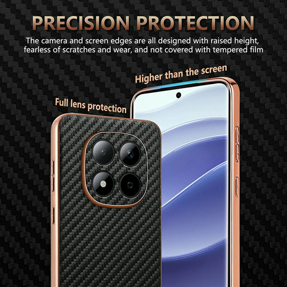 AZNS For Xiaomi Redmi Note 15 Pro 5G (Global) Case Electroplating Carbon Fiber Texture PU + TPU Phone Cover - Green