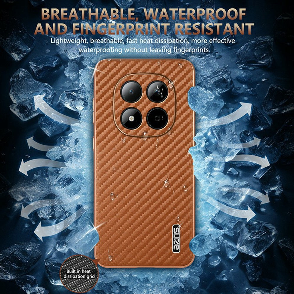 AZNS For Xiaomi Redmi Note 15 Pro 5G (Global) Case Electroplating Carbon Fiber Texture PU + TPU Phone Cover - Green