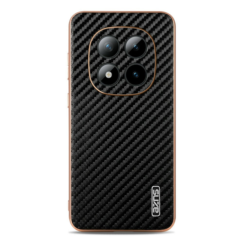 AZNS For Xiaomi Poco M8 Pro 5G / Redmi Note 15 Pro+ 5G (Global) Case Electroplating Carbon Fiber Texture PU + TPU Phone Cover - Black