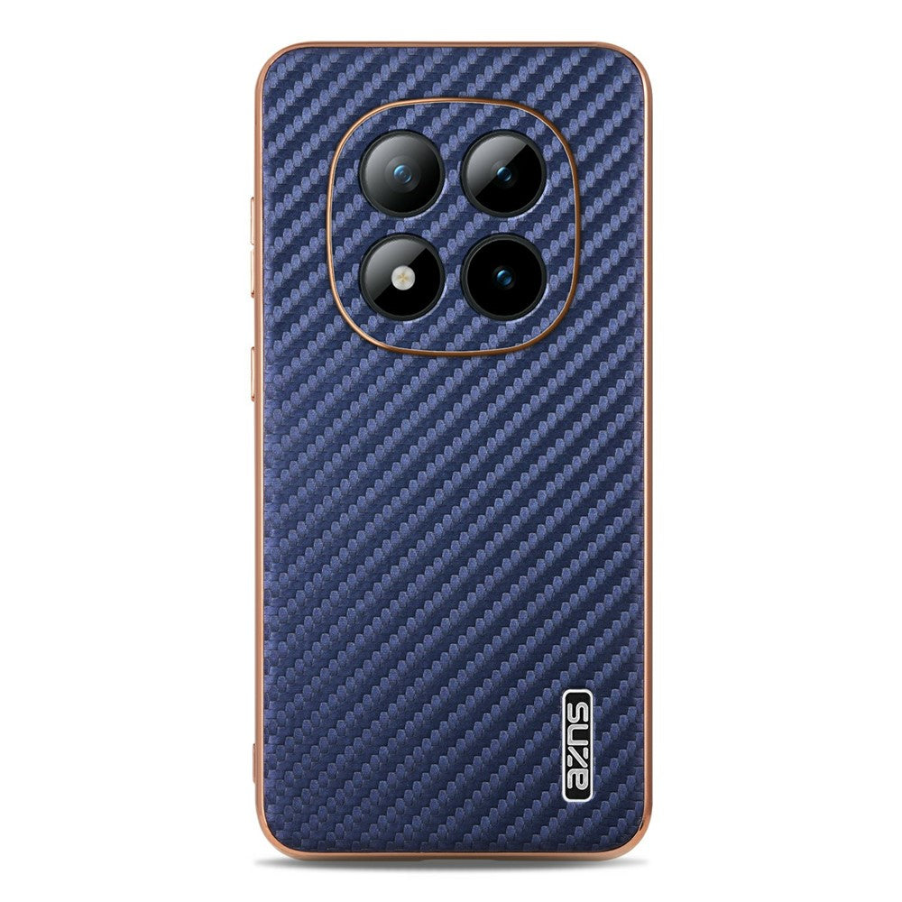 AZNS For Xiaomi Poco M8 Pro 5G / Redmi Note 15 Pro+ 5G (Global) Case Electroplating Carbon Fiber Texture PU + TPU Phone Cover - Blue