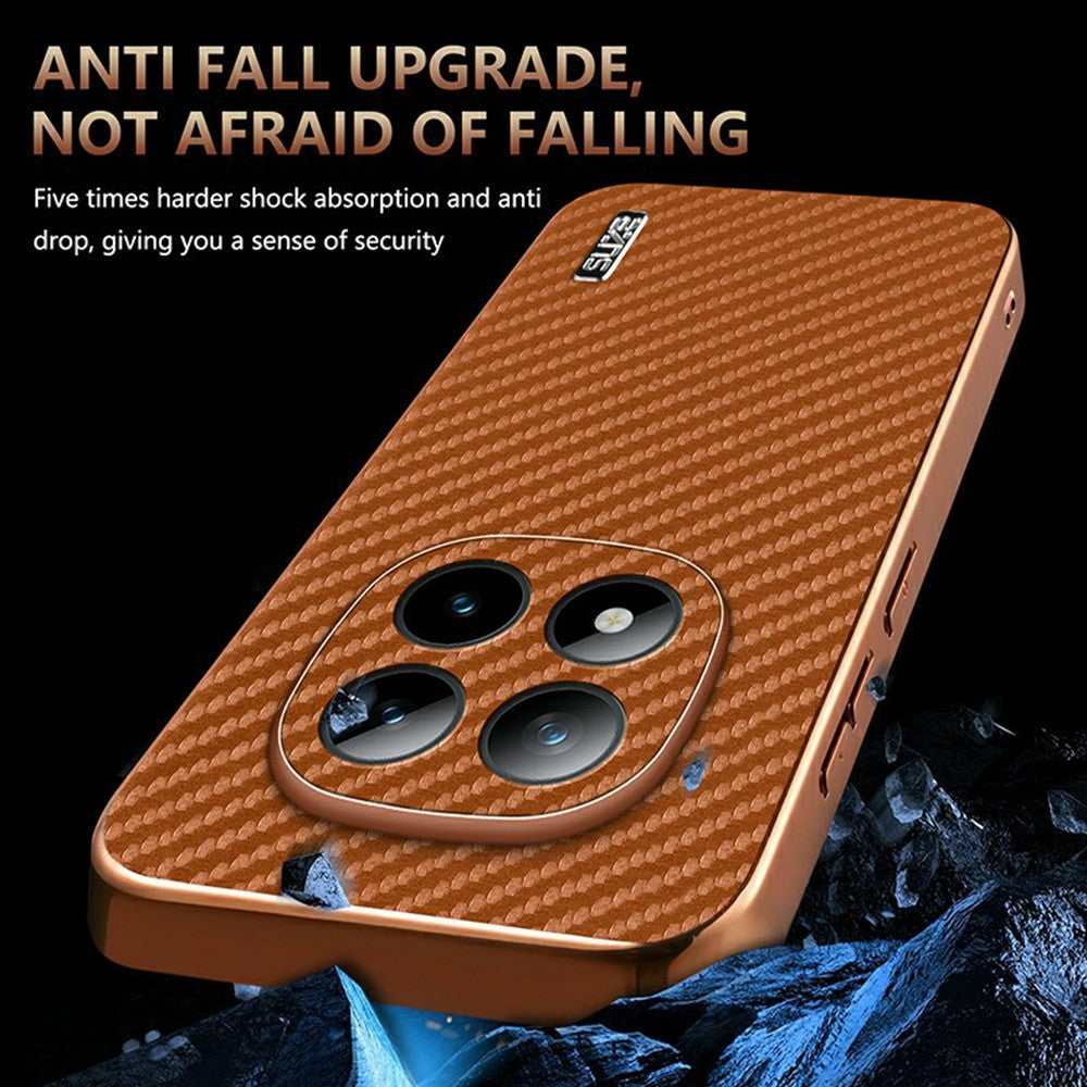 AZNS For Xiaomi Poco M8 Pro 5G / Redmi Note 15 Pro+ 5G (Global) Case Electroplating Carbon Fiber Texture PU + TPU Phone Cover - Blue