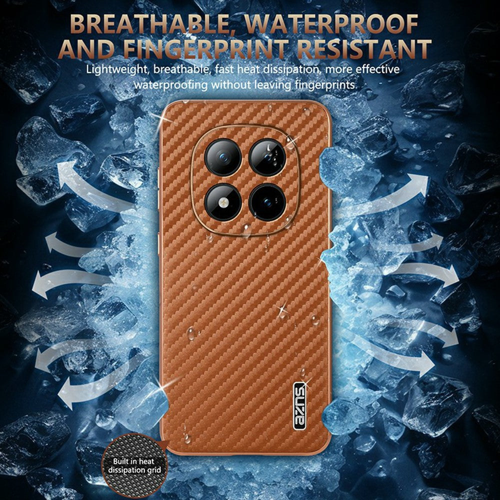 AZNS For Xiaomi Poco M8 Pro 5G / Redmi Note 15 Pro+ 5G (Global) Case Electroplating Carbon Fiber Texture PU + TPU Phone Cover - Blue
