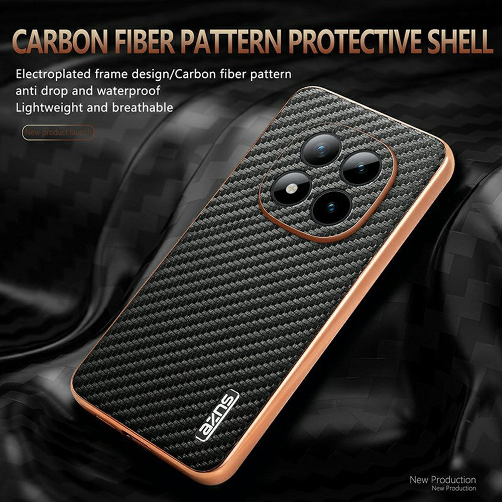 AZNS For Xiaomi Poco M8 Pro 5G / Redmi Note 15 Pro+ 5G (Global) Case Electroplating Carbon Fiber Texture PU + TPU Phone Cover - Green