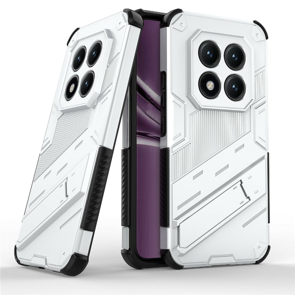 For Xiaomi Poco M8 Pro 5G / Redmi Note 15 Pro+ 5G (Global) Case PC + TPU Shockproof Phone Cover with Kickstand - White