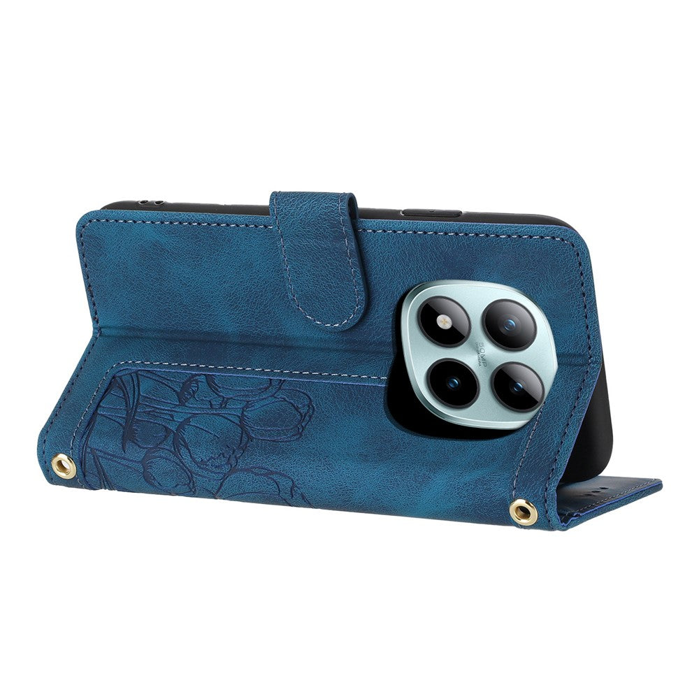 For Xiaomi Redmi Note 15 Pro 5G (Global) Case Tulip Leather Phone Cover with 5 Card Slots Wallet - Blue