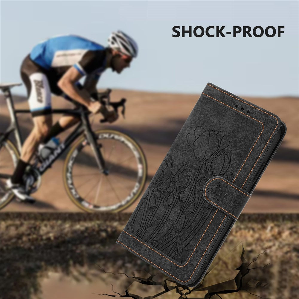 For Xiaomi Redmi Note 15 Pro 5G (Global) Case Tulip Leather Phone Cover with 5 Card Slots Wallet - Black