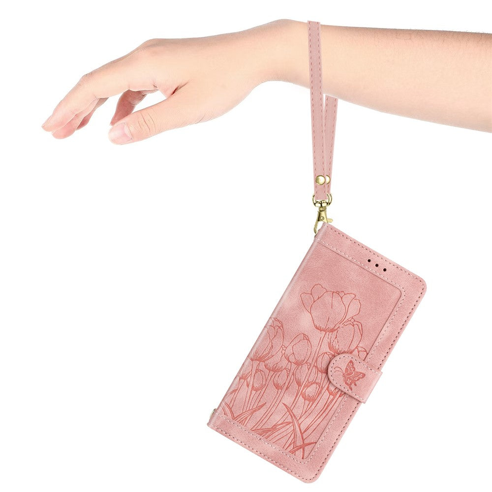 For Xiaomi Poco M8 Pro 5G / Redmi Note 15 Pro+ 5G (Global) Case Tulip Leather Phone Cover with 5 Card Slots Wallet - Pink