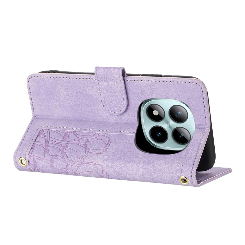 For Xiaomi Poco M8 Pro 5G / Redmi Note 15 Pro+ 5G (Global) Case Tulip Leather Phone Cover with 5 Card Slots Wallet - Purple