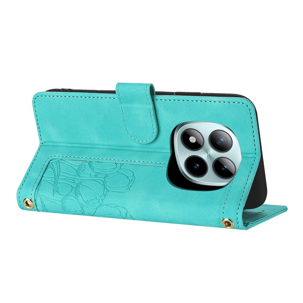 For Xiaomi Poco M8 Pro 5G / Redmi Note 15 Pro+ 5G (Global) Case Tulip Leather Phone Cover with 5 Card Slots Wallet - Green