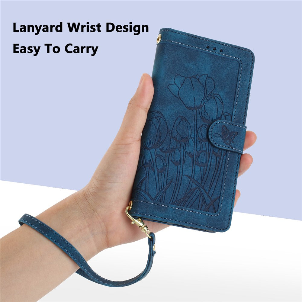 For Xiaomi Poco M8 Pro 5G / Redmi Note 15 Pro+ 5G (Global) Case Tulip Leather Phone Cover with 5 Card Slots Wallet - Blue