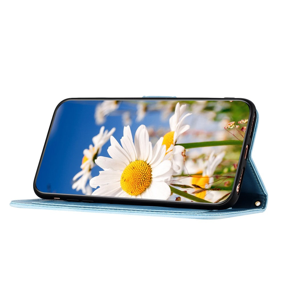 For Xiaomi Redmi Note 15 Pro 5G (Global) Case PU Leather Floral Phone Cover with Card Slots - Baby Blue