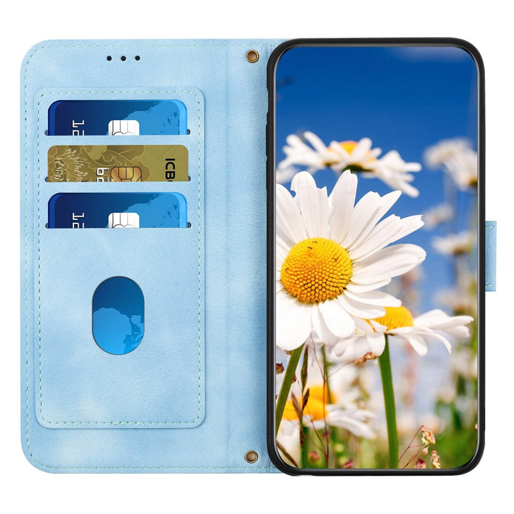 For Xiaomi Redmi Note 15 Pro 5G (Global) Case PU Leather Floral Phone Cover with Card Slots - Baby Blue