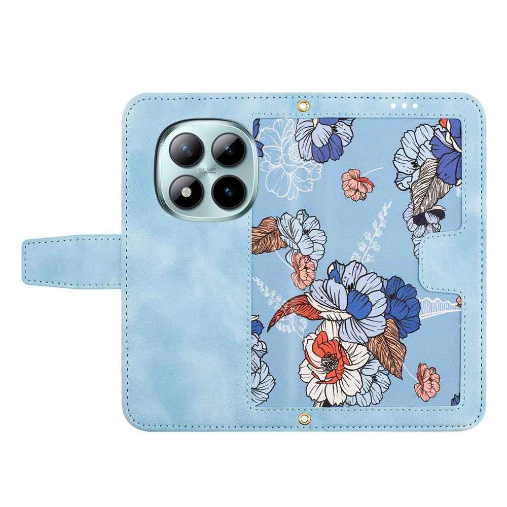 For Xiaomi Redmi Note 15 Pro 5G (Global) Case PU Leather Floral Phone Cover with Card Slots - Baby Blue