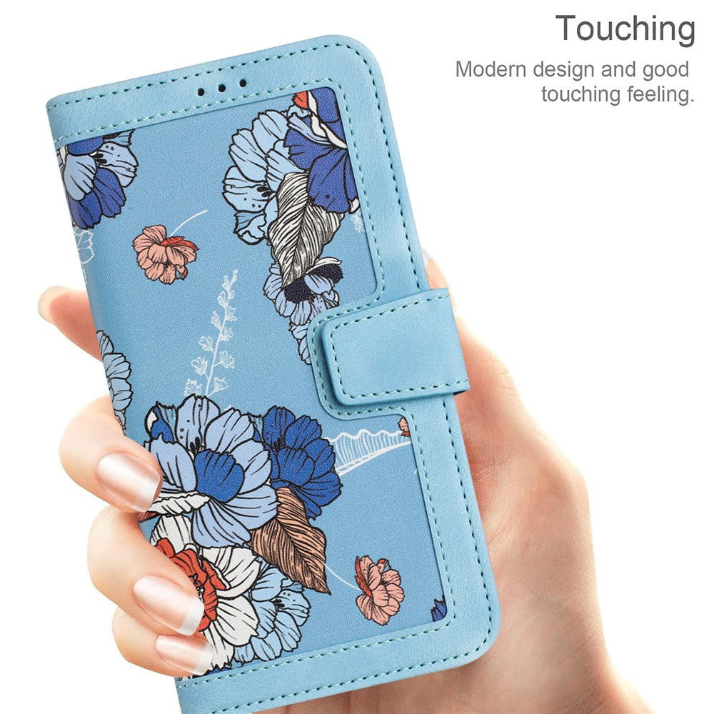 For Xiaomi Redmi Note 15 Pro 5G (Global) Case PU Leather Floral Phone Cover with Card Slots - Baby Blue