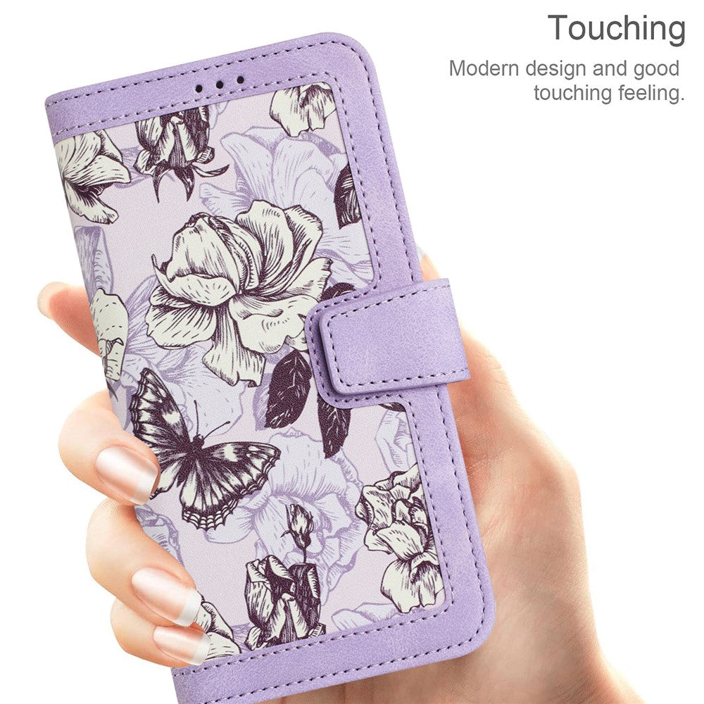 For Xiaomi Redmi Note 15 Pro 5G (Global) Case PU Leather Floral Phone Cover with Card Slots - Light Purple
