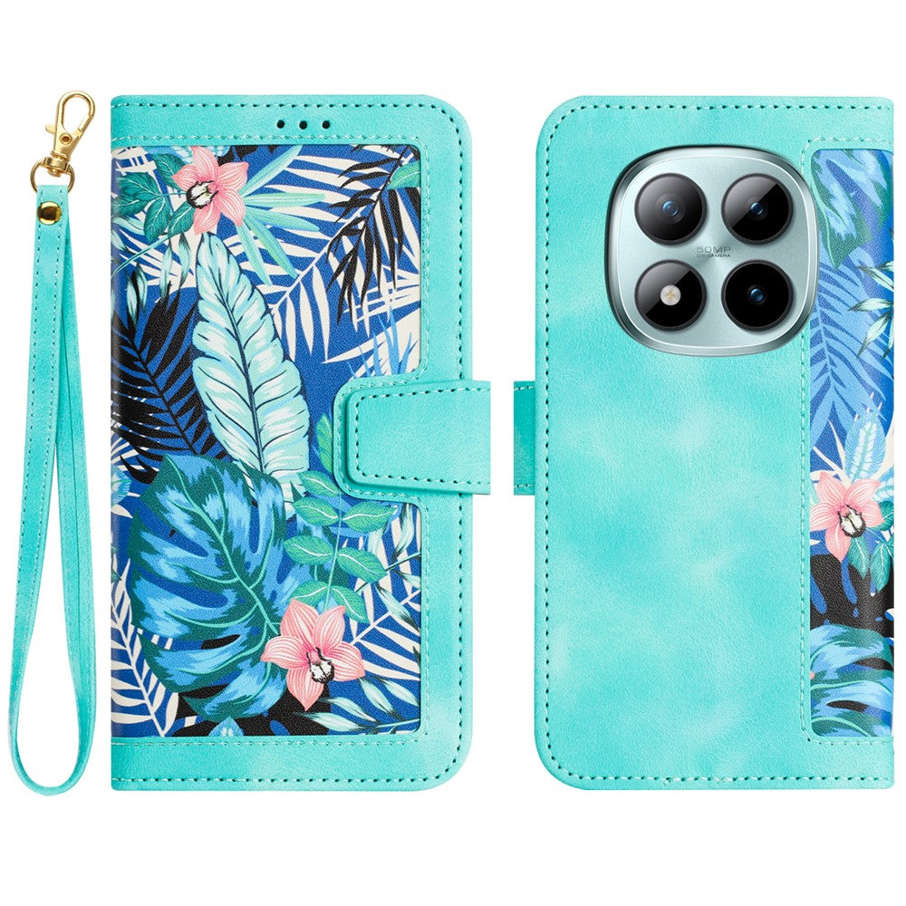 For Xiaomi Redmi Note 15 Pro 5G (Global) Case PU Leather Floral Phone Cover with Card Slots - Green
