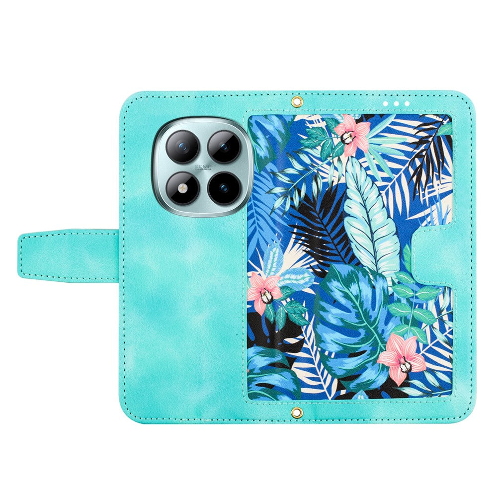 For Xiaomi Redmi Note 15 Pro 5G (Global) Case PU Leather Floral Phone Cover with Card Slots - Green
