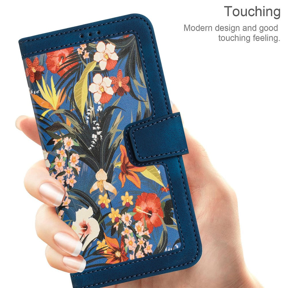 For Xiaomi Redmi Note 15 Pro 5G (Global) Case PU Leather Floral Phone Cover with Card Slots - Dark Blue