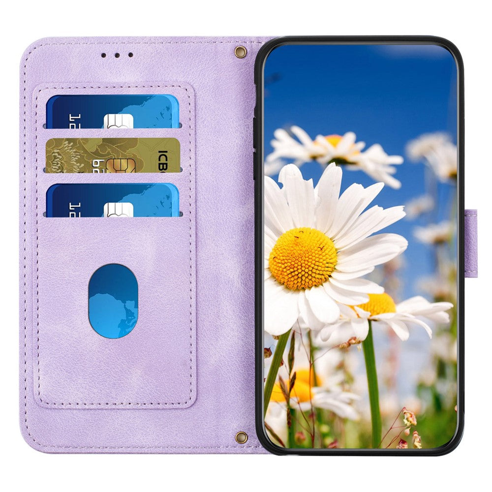 For Xiaomi Poco M8 Pro 5G / Redmi Note 15 Pro+ 5G (Global) Case PU Leather Floral Phone Cover with Card Slots - Light Purple
