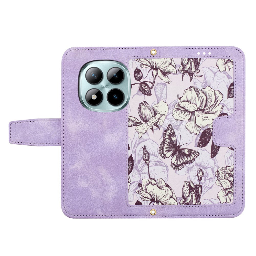 For Xiaomi Poco M8 Pro 5G / Redmi Note 15 Pro+ 5G (Global) Case PU Leather Floral Phone Cover with Card Slots - Light Purple