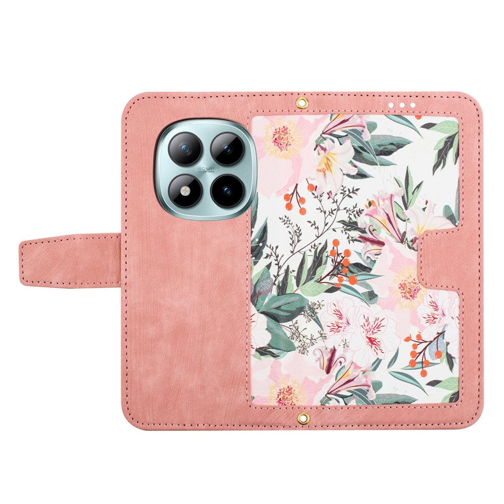 For Xiaomi Poco M8 Pro 5G / Redmi Note 15 Pro+ 5G (Global) Case PU Leather Floral Phone Cover with Card Slots - Pink