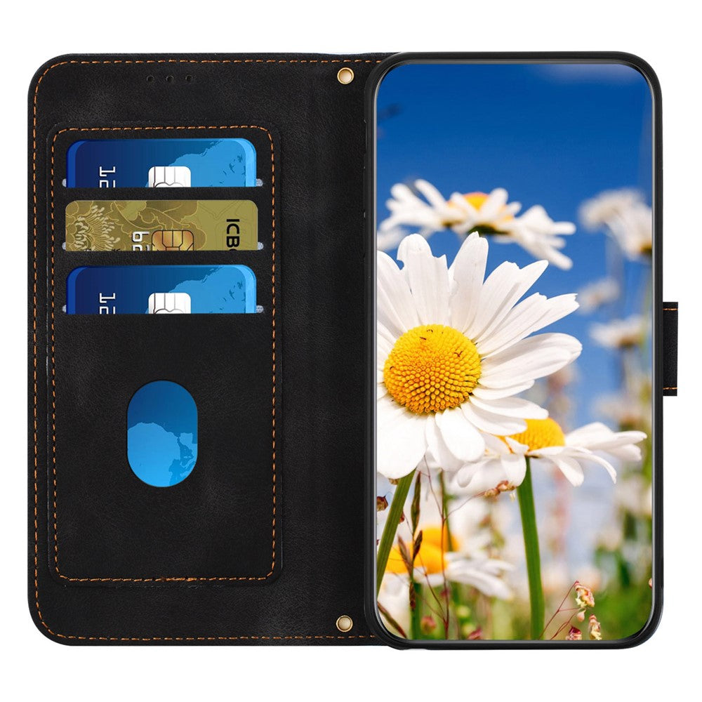 For Xiaomi Poco M8 Pro 5G / Redmi Note 15 Pro+ 5G (Global) Case PU Leather Floral Phone Cover with Card Slots - Black