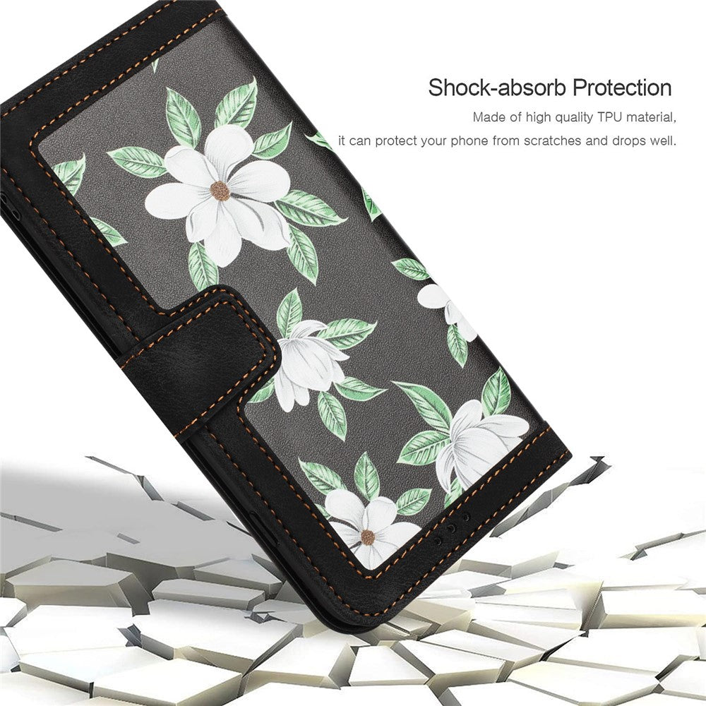 For Xiaomi Poco M8 Pro 5G / Redmi Note 15 Pro+ 5G (Global) Case PU Leather Floral Phone Cover with Card Slots - Black