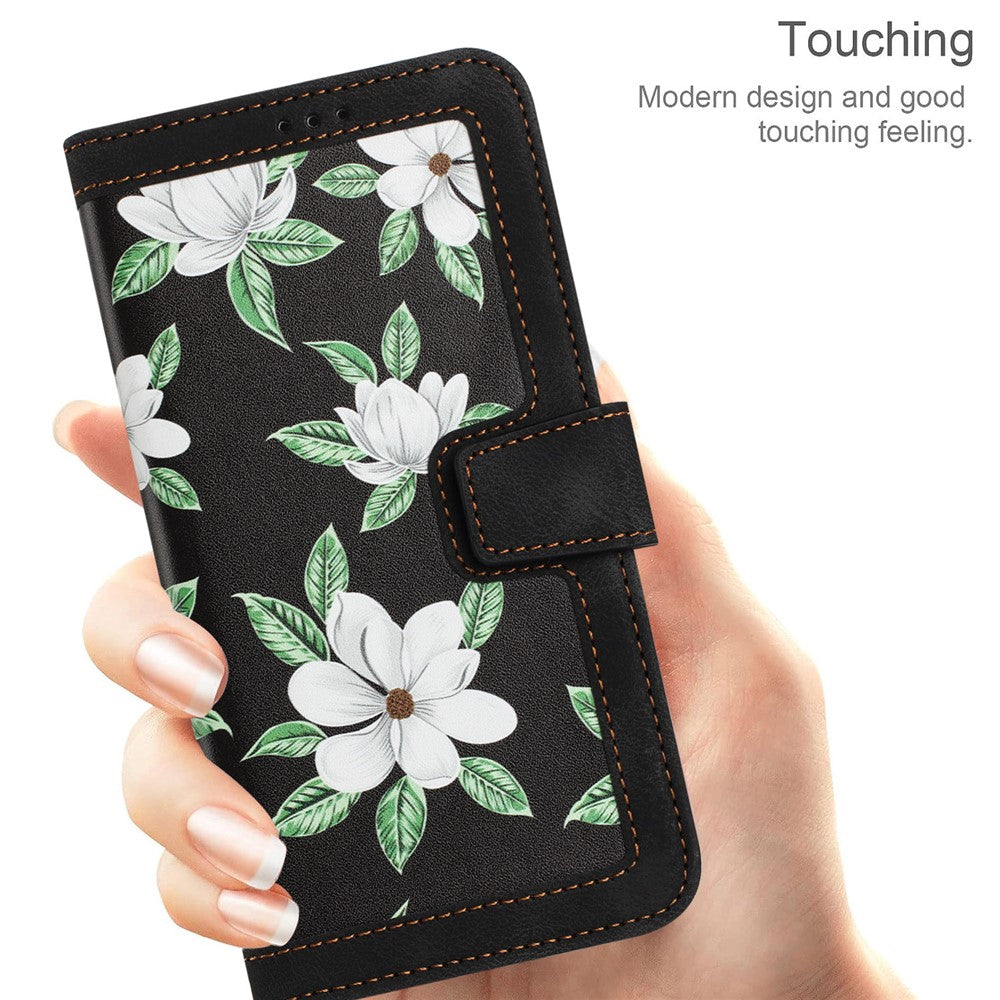 For Xiaomi Poco M8 Pro 5G / Redmi Note 15 Pro+ 5G (Global) Case PU Leather Floral Phone Cover with Card Slots - Black