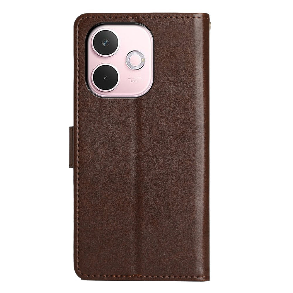 For Xiaomi Redmi Note 15 Pro 5G (Global) Leather Wallet Case Butterfly Flower Imprinted Phone Cover with Strap - Brown