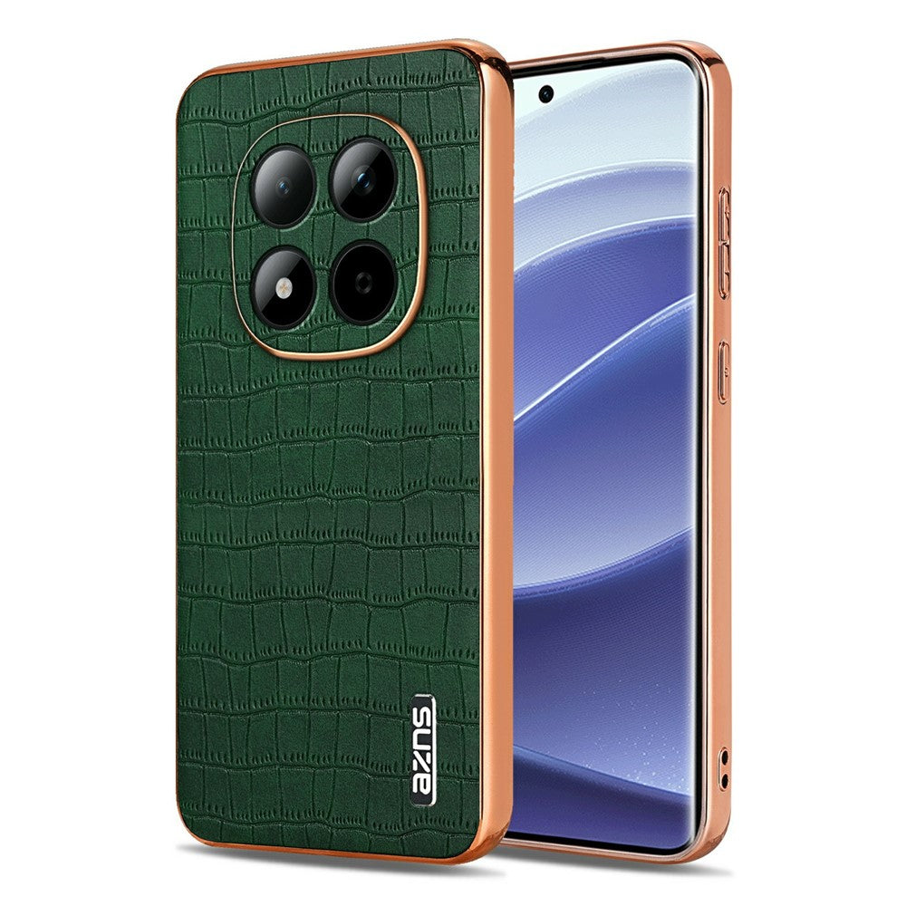 AZNS For Xiaomi Redmi Note 15 Pro 5G (Global) Case Electroplating Crocodile Texture PU + TPU Phone Cover - Green