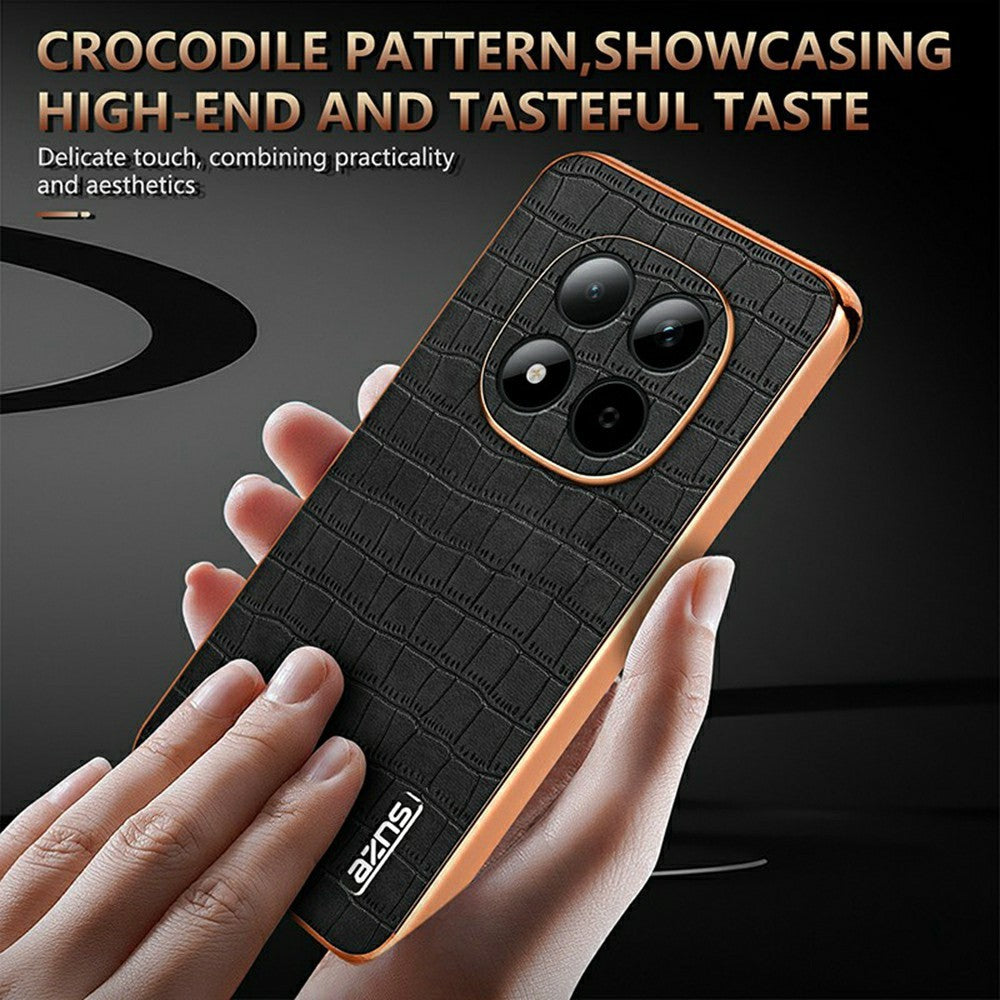 AZNS For Xiaomi Redmi Note 15 Pro 5G (Global) Case Electroplating Crocodile Texture PU + TPU Phone Cover - Blue