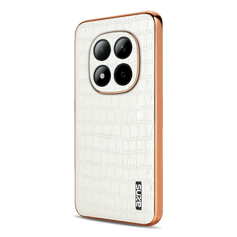 AZNS For Xiaomi Redmi Note 15 Pro 5G (Global) Case Electroplating Crocodile Texture PU + TPU Phone Cover - White