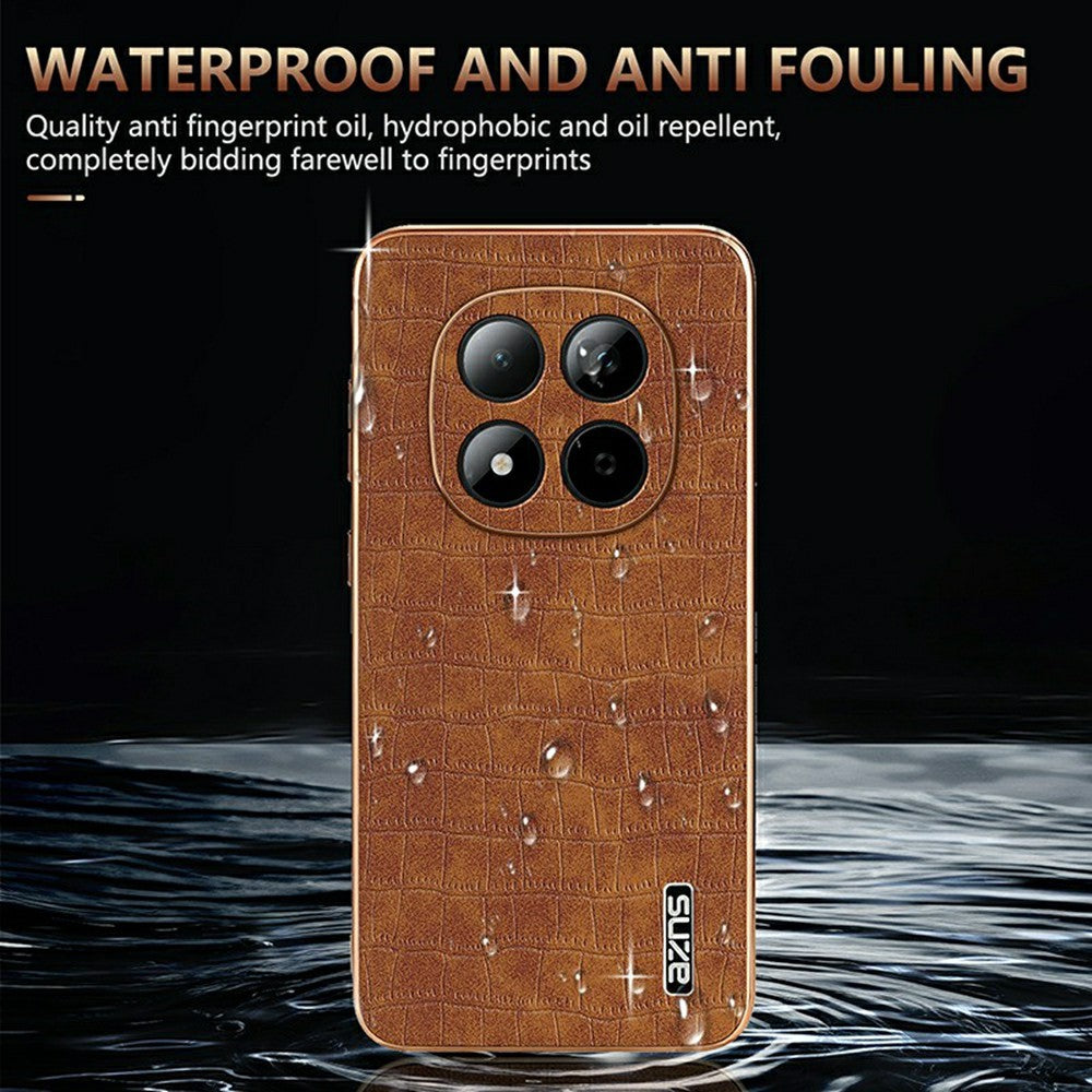 AZNS For Xiaomi Redmi Note 15 Pro 5G (Global) Case Electroplating Crocodile Texture PU + TPU Phone Cover - White