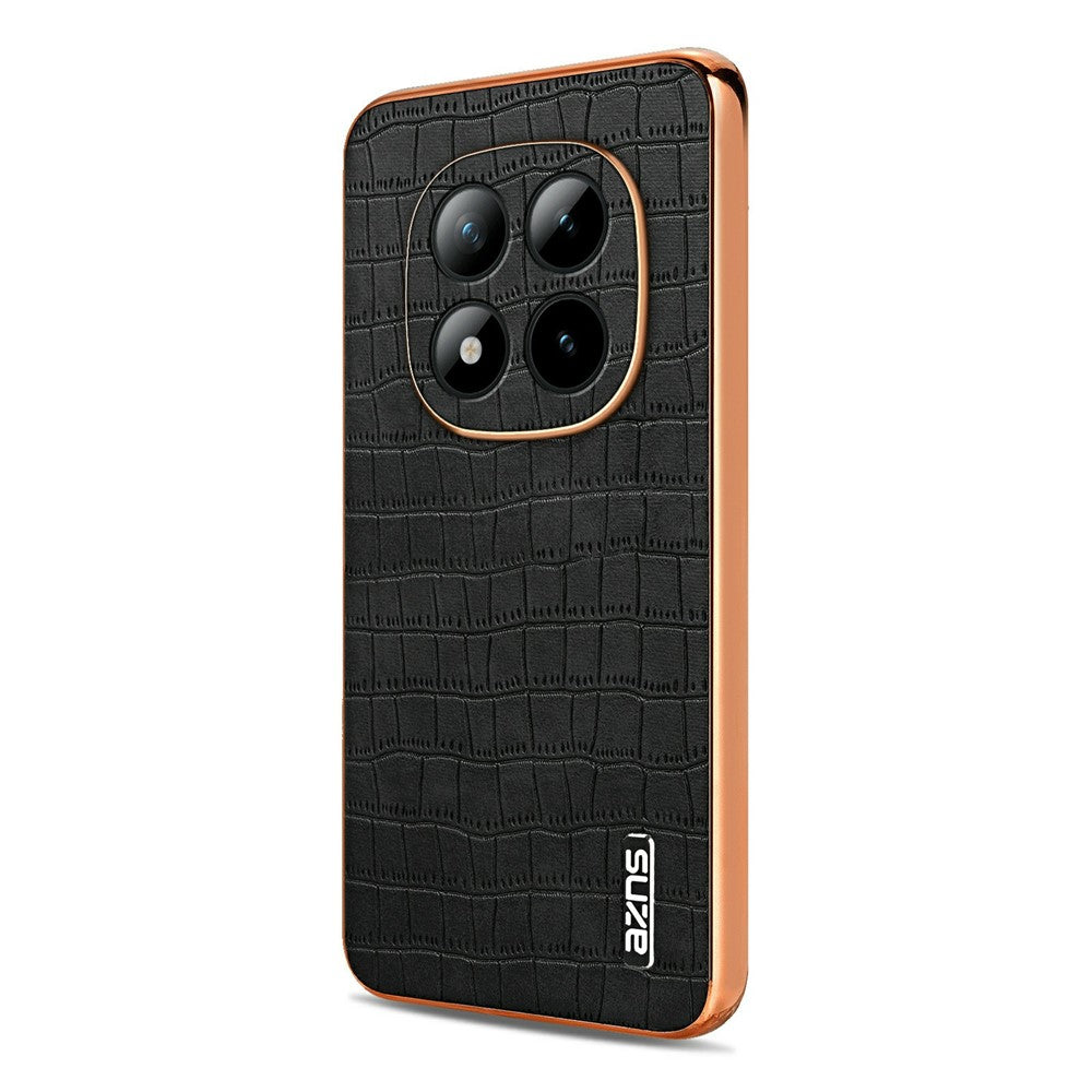 AZNS For Xiaomi Poco M8 Pro 5G / Redmi Note 15 Pro+ 5G (Global) Case Electroplating Crocodile Texture PU + TPU Phone Cover - Black