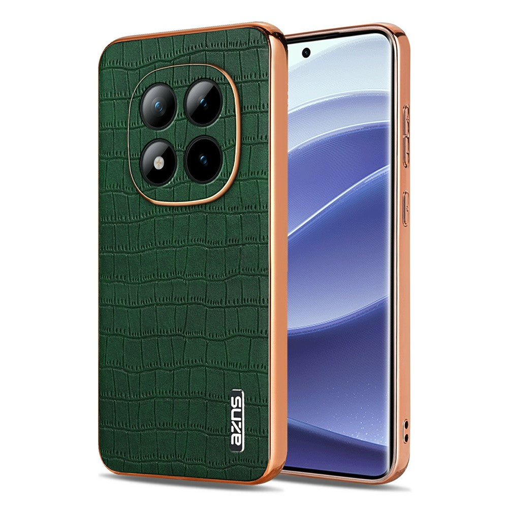 AZNS For Xiaomi Poco M8 Pro 5G / Redmi Note 15 Pro+ 5G (Global) Case Electroplating Crocodile Texture PU + TPU Phone Cover - Green
