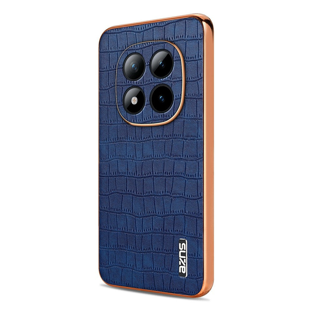 AZNS For Xiaomi Poco M8 Pro 5G / Redmi Note 15 Pro+ 5G (Global) Case Electroplating Crocodile Texture PU + TPU Phone Cover - Blue