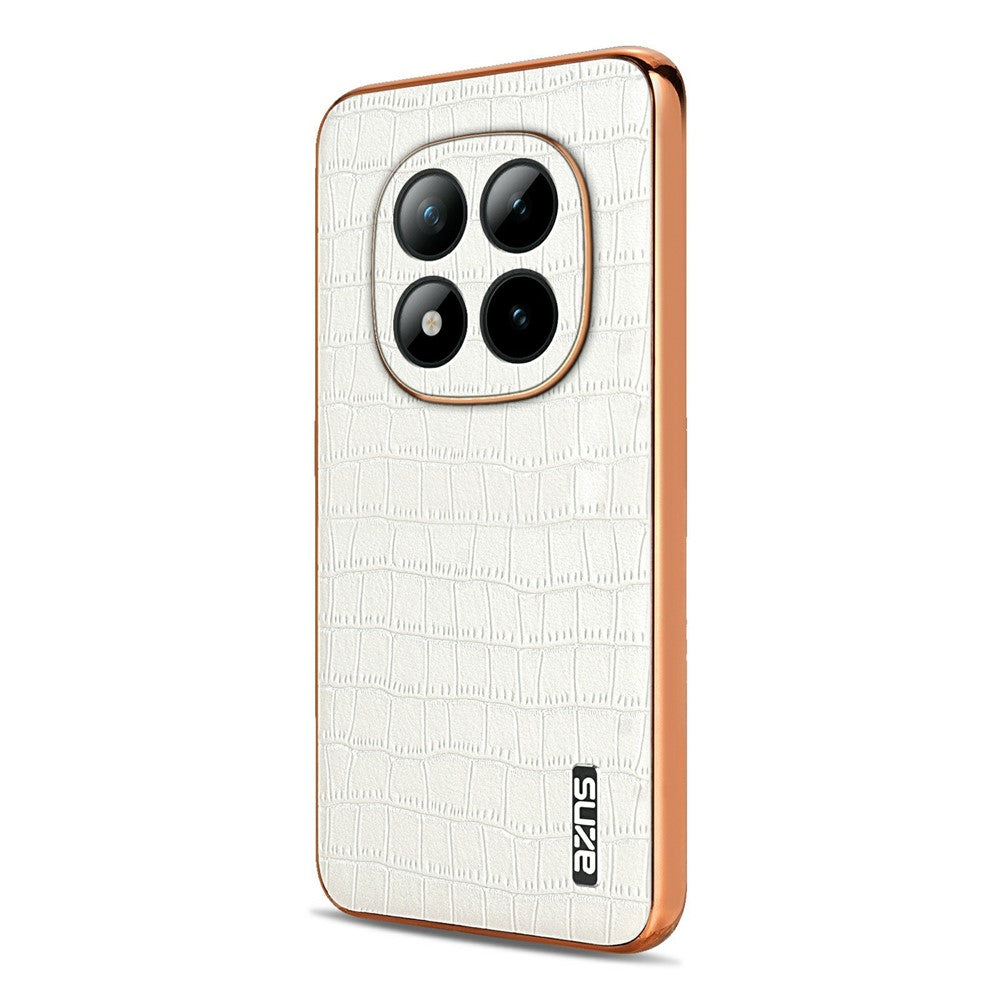 AZNS For Xiaomi Poco M8 Pro 5G / Redmi Note 15 Pro+ 5G (Global) Case Electroplating Crocodile Texture PU + TPU Phone Cover - White